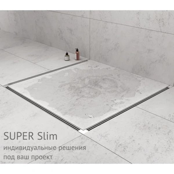 душевой лоток berges super slim 400 090177 с решеткой хром матовый