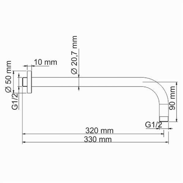 кронштейн для верхнего душа wasserkraft a097 цвет хром матовый