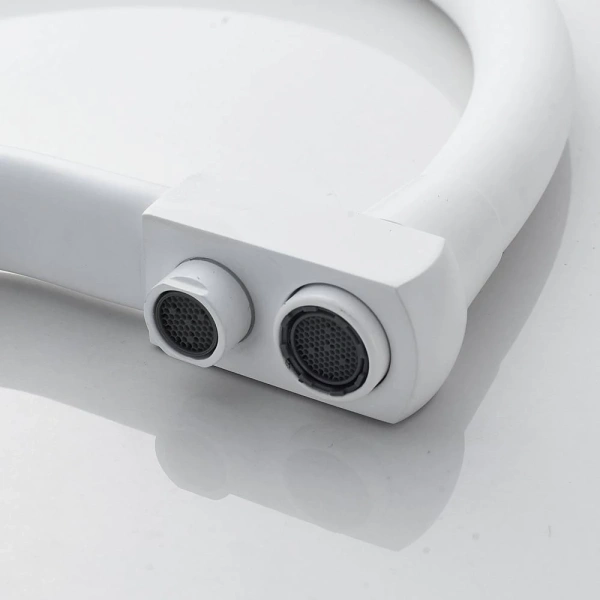 смеситель для кухни shevanik s968c с подключением к фильтру, гибким изливом, белый