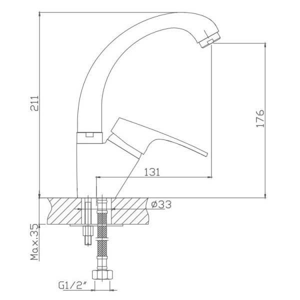 смеситель для кухни haiba hb1216 цвет хром