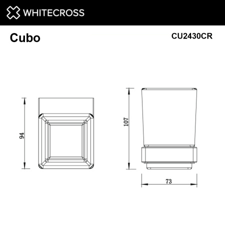 стакан whitecross cubo cu2430cr для щеток, подвесной, стеклянный, хром