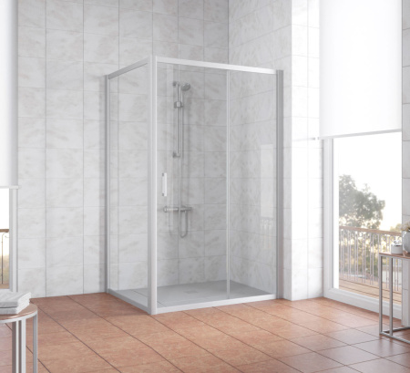 душевой уголок vegas glass zp+zpv 120*100 07 01 профиль матовый хром, стекло прозрачное
