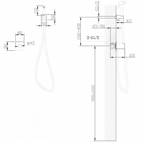гигиенический комплект abber rund af8725b, черный матовый