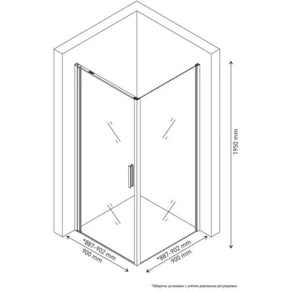 душевой уголок berges legos ls-1 061034 90x90 см, профиль хром, стекло прозрачное