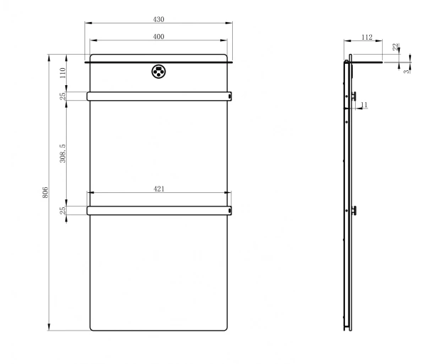 полотенцесушитель электрический с греющей плитой черный мрамор wonzon & woghand stuttgart, брашированный никель (ww-a504-br)