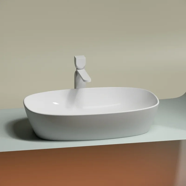 раковина ceramicanova element cn6049 накладная, 60x38 см, белая глянцевая