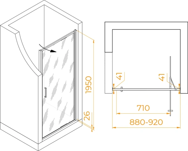 душевая дверь в нишу rgw stilvoll sv-05 90 см, профиль матовый хром, стекло тонированное