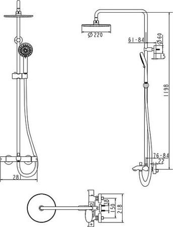душевая стойка bravat waterfall f639114c-a2-rus