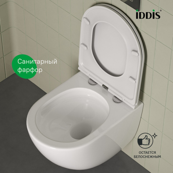 унитаз подвесной iddis axes axerdsei25 безободковый, торнадо, с сиденьем микролифт, белый
