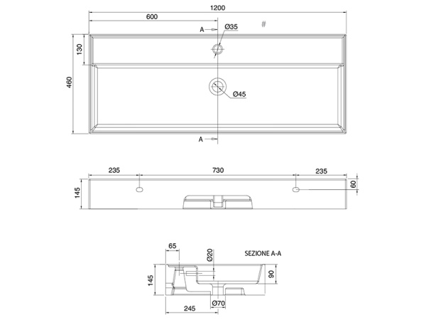 раковина scarabeo teorema 2.0 5107/r-120a подвесная/накладная, прямоугольная, 120x46 см, белая