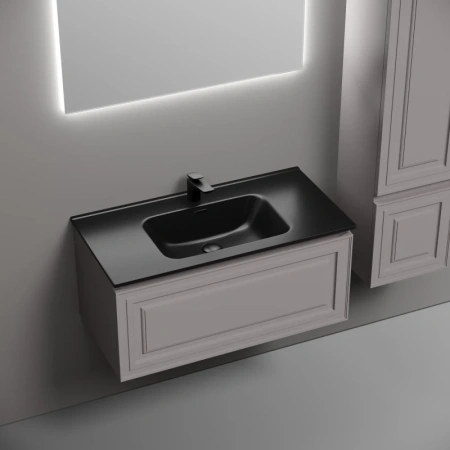 тумба под раковину sancos very vr90sm 89 см, подвесная, серый матовый