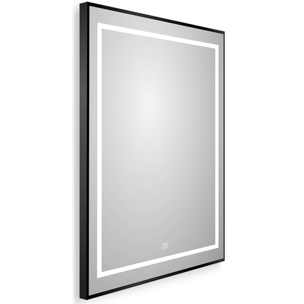 зеркало belbagno kraft 60 spc-kraft-600-800-led-tch-warm-nero с подсветкой черное с сенсорным выключателем и подогревом