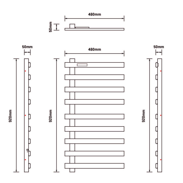 полотенцесушитель электрический black&white universe 480х920 мм n-355 b 355bi черный матовый