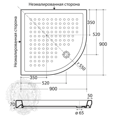 душевой поддон migliore 90×90 ml.pda-28.400.bi белый