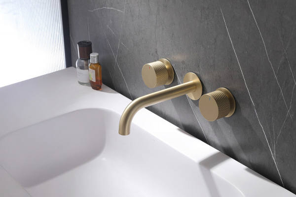 смеситель для раковины abber wasser kreis af81122g встраиваемый, золотой матовый