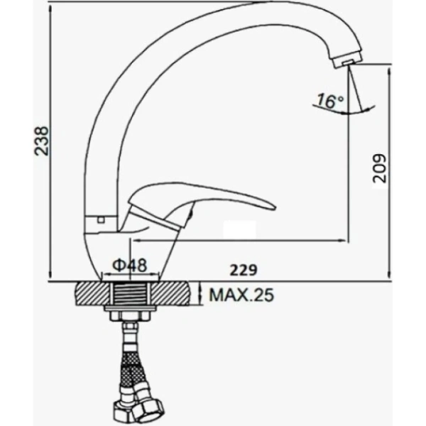 смеситель для кухни d-lin d150409-w бежевый