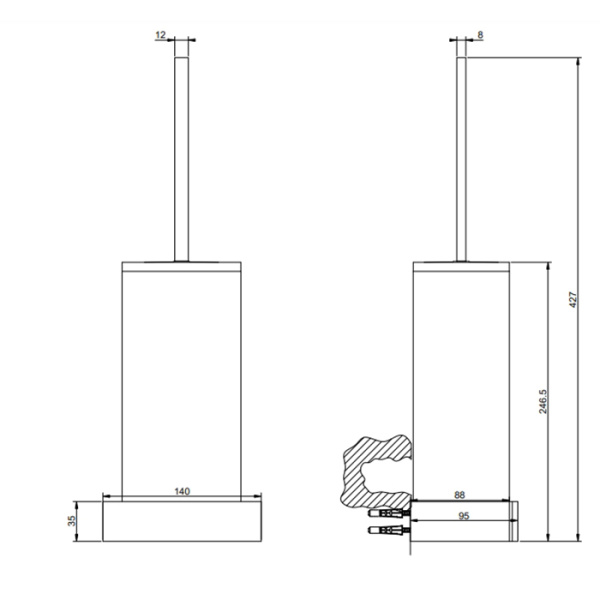 Ёршик для унитаза Gessi Rettangolo 20819#080 подвесной, Gold CCP/белый