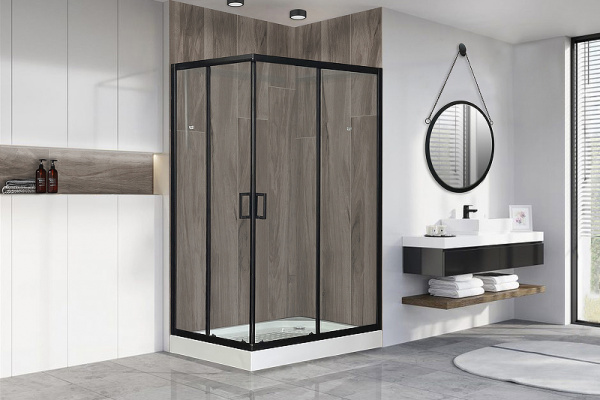 душевой уголок royal bath hp 120×80 rb8120hp-t-bl-r профиль черный, стекло прозрачное