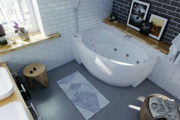 акриловая ванна aquatek бетта 150x95 l bet150-0000041 без гидромассажа с фронтальной панелью с каркасом (вклеенный) со слив-переливом