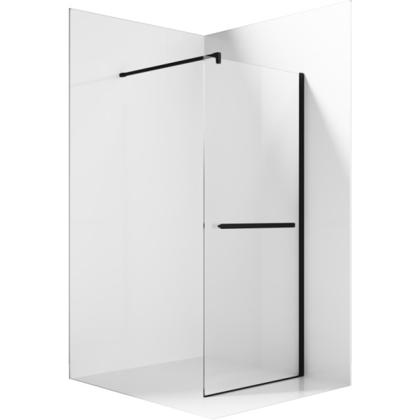 душевая перегородка ambassador walk-in 110х200 15031234 профиль черный, стекло прозрачное