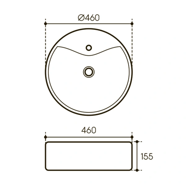 раковина aqueduto espiral esp0610 накладная, круглая, с 1 отв., ø46xh15.5 см, белый