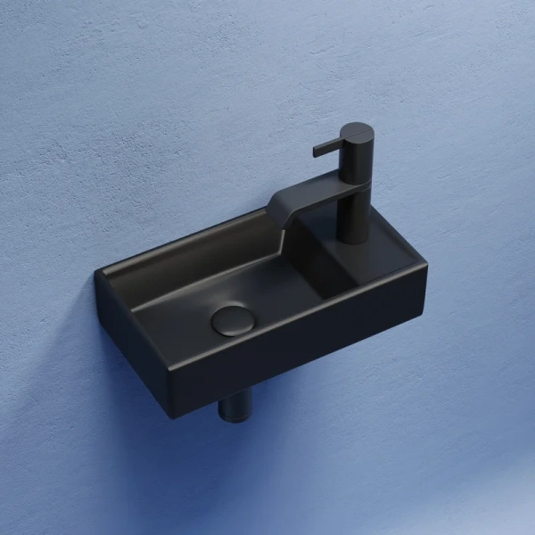 раковина ceramicanova element cn6051lmb подвесная, чаша слева, 41.7х21.7 см, черная матовая