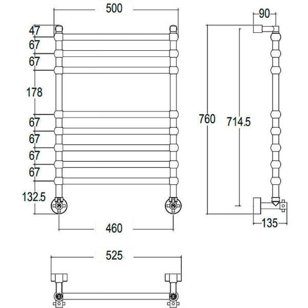 водяной полотенцесушитель margaroli sole 464ts4708cr хром