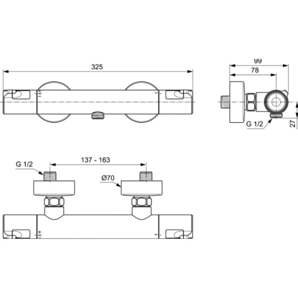 смеситель для душа ideal standard ceratherm t50 a7214aa термостат, цвет хром
