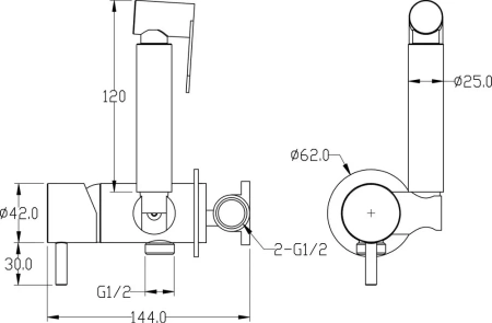 гигиенический душ со смесителем boheme uno 467-sgm оружейная сталь глянцевая