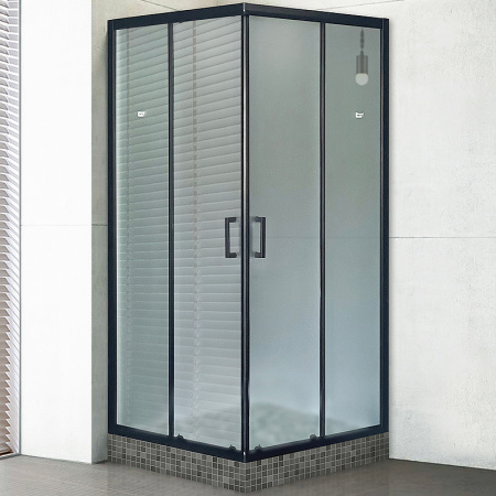 Душевой уголок Royal Bath HPD 120х110 RB12110HPD-C-BL профиль черный, стекло матовое