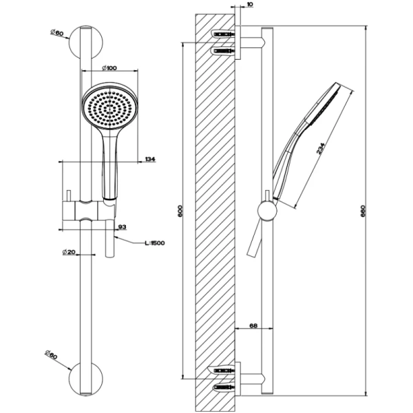 душевой гарнитур gessi emporio 47304#149 цвет finox