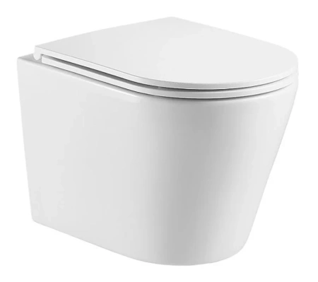 унитаз azario teramo az-0053-uq подвесной, безободковый, с сиденьем микролифт, слив "торнадо", 51.5х36х36 см, белый