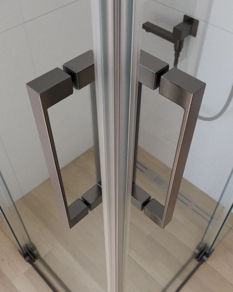 душевой уголок cezares slider slider-a-2-100/110-c-gm 100-110x100-110 см, профиль оружейная сталь матовый, стекло прозрачное