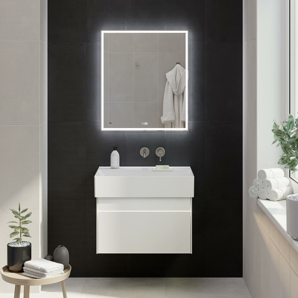 зеркало kerama marazzi tecno 70 te.mi.70 с подсветкой с бесконтактным выключателем с подогревом и часами