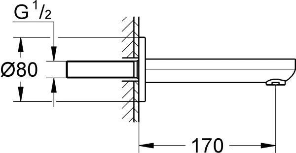 излив grohe eurosmart cosmopolitan 13261000 для ванны,вынос 17 см , хром