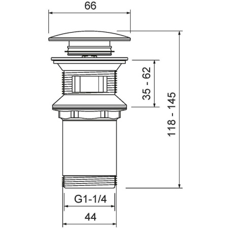 донный клапан timo 8011/18 click-clack черное золото