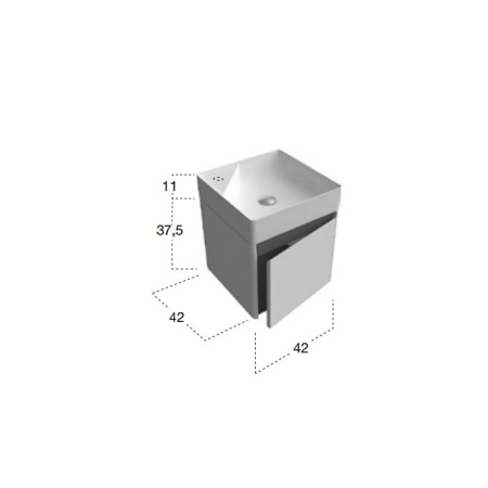 раковина накладная antonio lupi simplo 42 см simplo42*1, белая