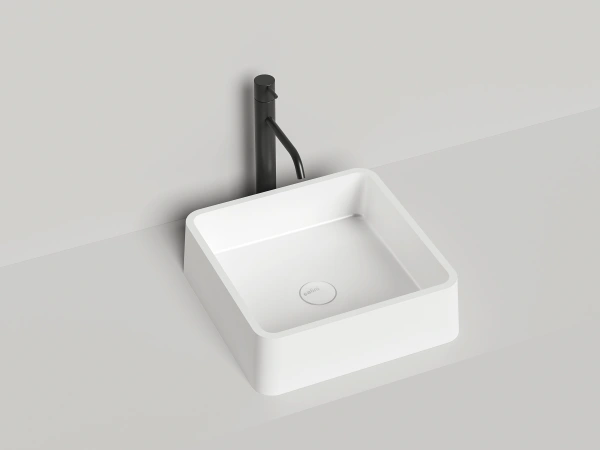 накладная раковина в ванную salini gloria 302 1102202g/m, 41.5 x 41.5 см, из материала solix, глянцевая или матовая, белая