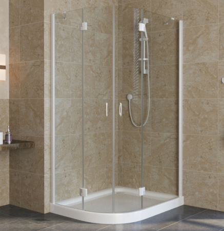 душевой уголок vegas glass afs-fux 100*90 01 01 профиль белый, стекло прозрачное