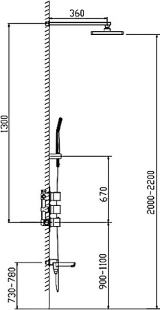 душевая система timo tetra-thermo sx-0199/00 с термостатом хром