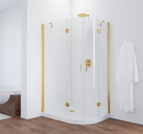 душевой уголок vegas glass afs-f 110*100 09 01 профиль золото, стекло, стекло прозрачное