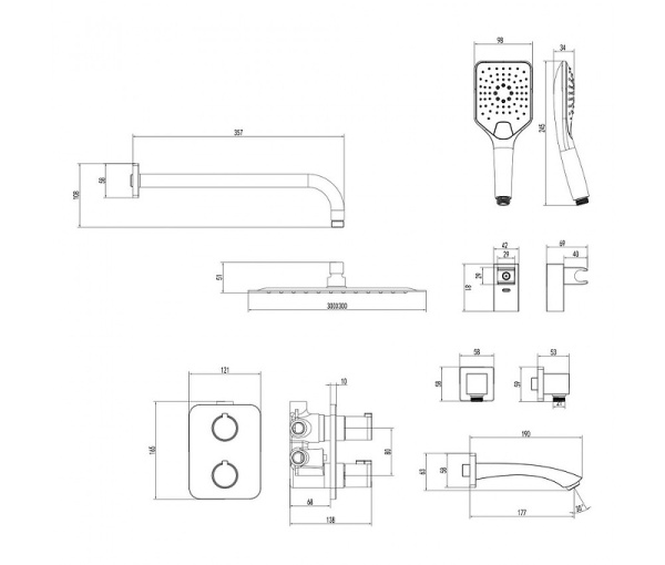 душевая система lemark yeti lm7842с с термостатом хром