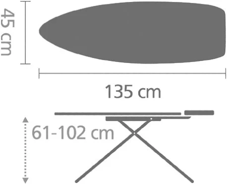 гладильная доска brabantia d 103827 135х45, металлизированный