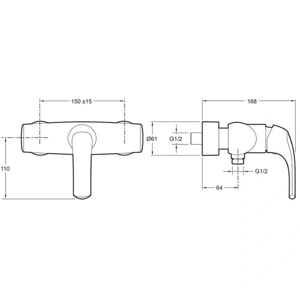 смеситель для душа jacob delafon nateo e71253-cp (gm) цвет хром