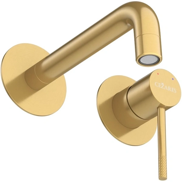 смеситель для раковины cezares relax relax-bli2-1-boro-w0 встраиваемый, без донного клапана, золотой матовый