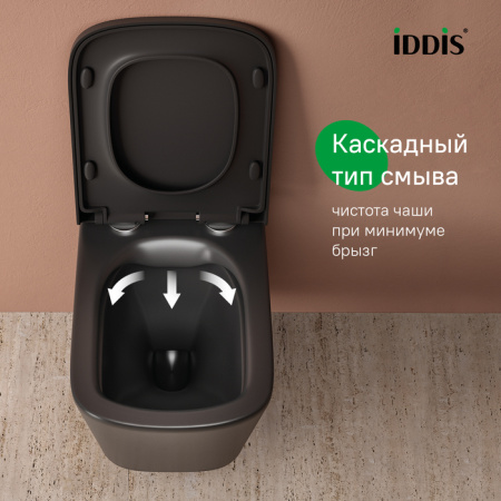 комплект 2в1: подвесной унитаз и биде iddis bild bilr2bmi73, цвет чёрный матовый,