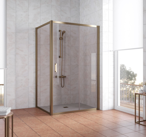 душевой уголок vegas glass zp+zpv 120*90 05 05 профиль бронза, стекло бронза