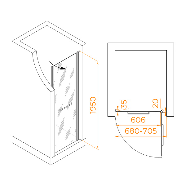 душевая дверь rgw passage pa-103b 70 020810307-24 профиль черный, стекло матовое-сатинат