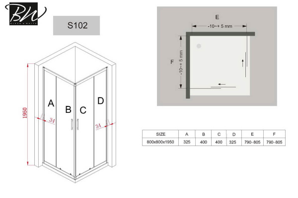 душевой уголок black&white stellar wind s102 100×100 профиль серебристый хром стекло прозрачное