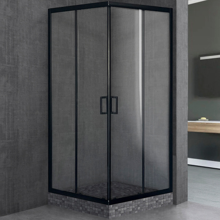 Душевой уголок Royal Bath HPD 100×100 RB100HPD-T-BL профиль черный, стекло прозрачное